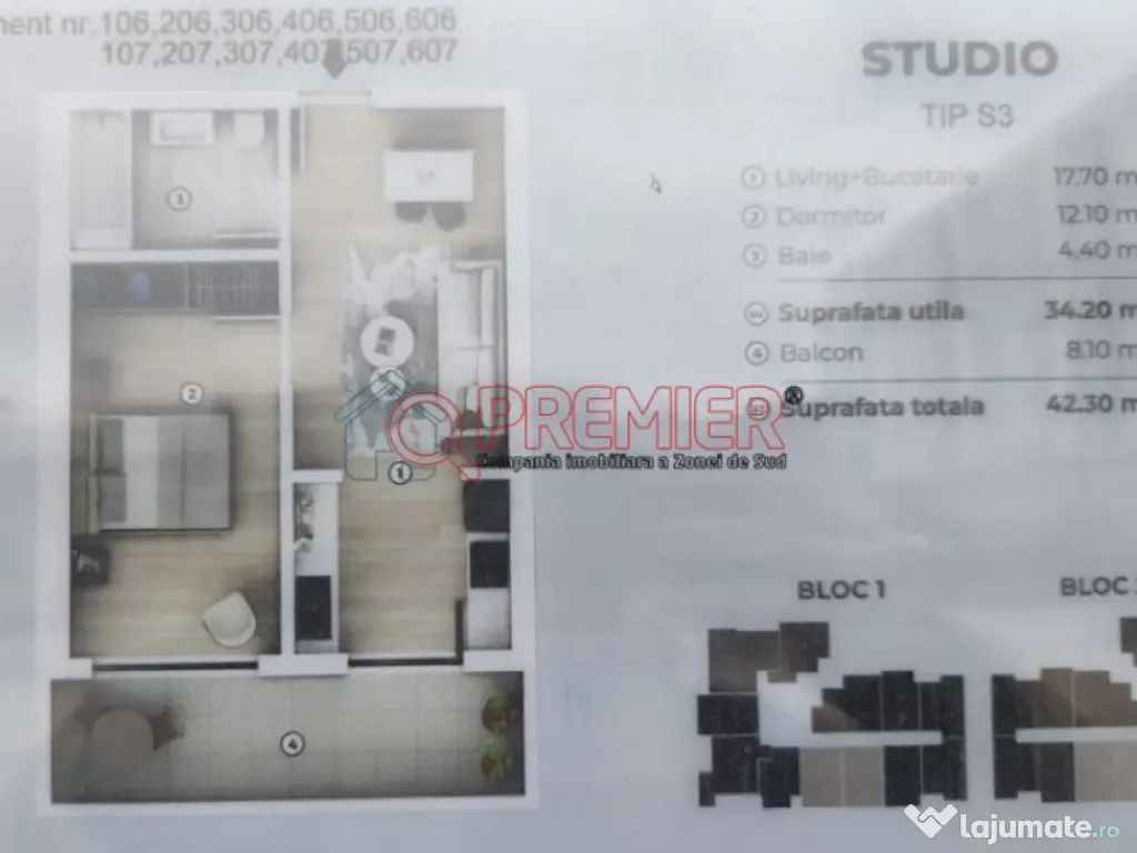 Metrou Berceni/Pasarela - 2 camere tip studio - Acte gata