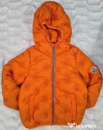 Geacă gluga portocaliu intens MONCLER unisex puf natural mărime 110cm (4-5 ani)