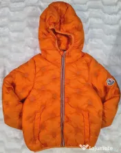 Geacă gluga portocaliu intens MONCLER unisex puf natural mărime 110cm (4-5 ani) 