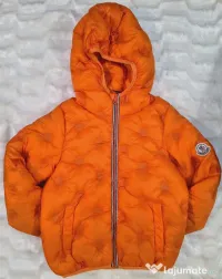 Geacă gluga portocaliu intens MONCLER unisex puf natural mărime 110cm (4-5 ani) 