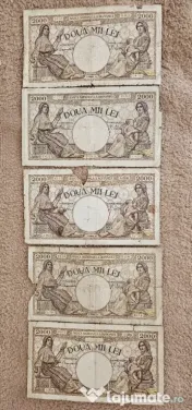 5 Bancnote 2000 lei puse in circulatie in perioada 1941,1943,1944 