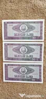 Serie consecutiva de 3 bancnote 10 lei 1966 UNC 