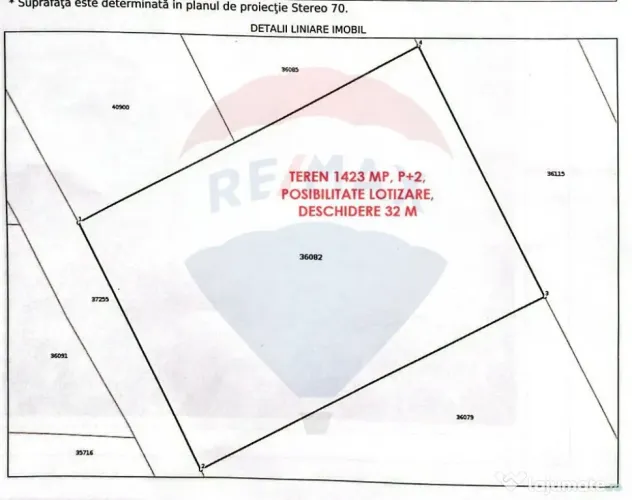Teren 1423 mp cu deschidere 32 m | Posibilitate lotizare ...