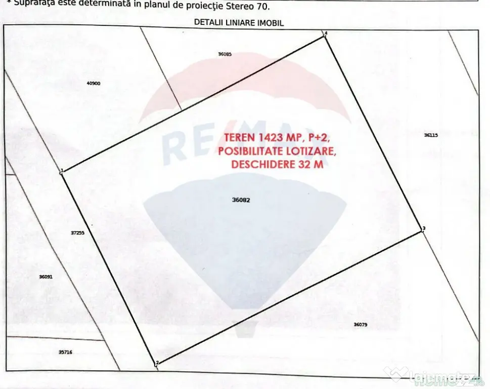 Teren 1423 mp cu deschidere 32 m | Posibilitate lotizare ...