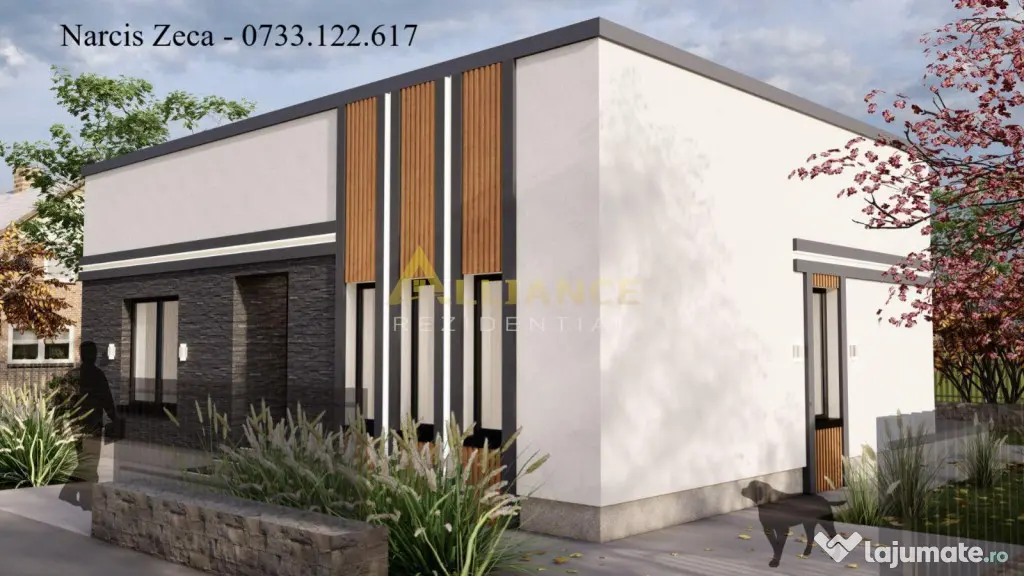 Casa individuala parter - 4 camere 2 bai - teren 309mp