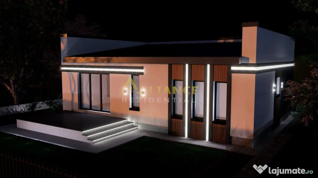 Casa individuala parter - 4 camere 2 bai - teren 309mp
