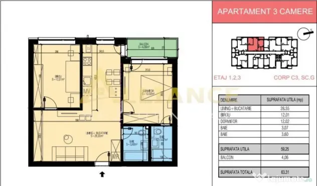 Leordeni Primarie 3 camere Bloc Boutique cu lift