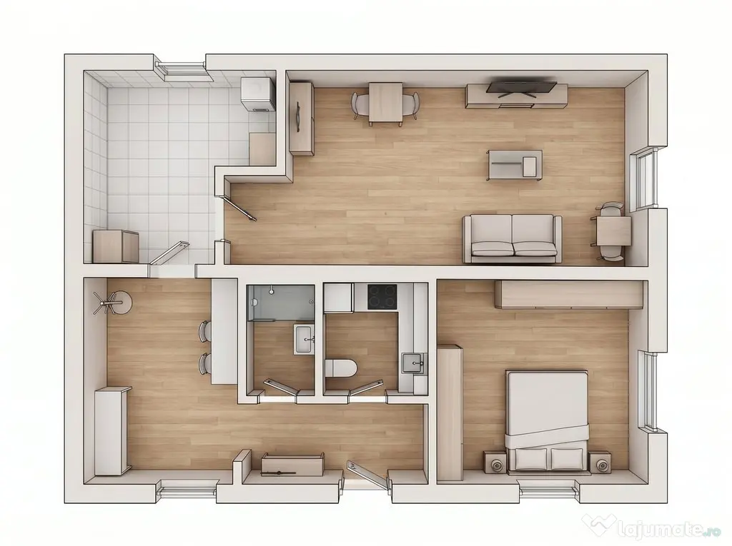 Apartament 2 camere, parter, curte comună închisă, ult...