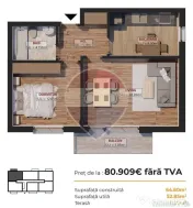 De vanzare Apartament 2 camere - incalzire in pardoseala 