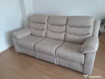Set Canapea 3 locuri Recliner + 2 Fotolii  Recliner | Crem | Stare Impecabila