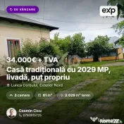 Casă tradițională cu 2029 MP, livadă, puț propriu