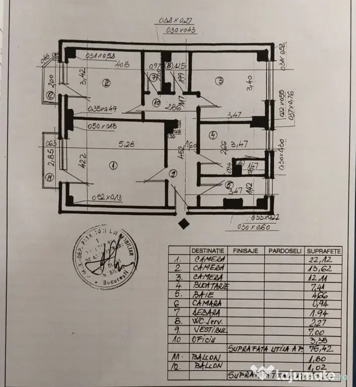 Apartament cu 3 camere 78,24 mp, bloc an 1988 - Decebal -...