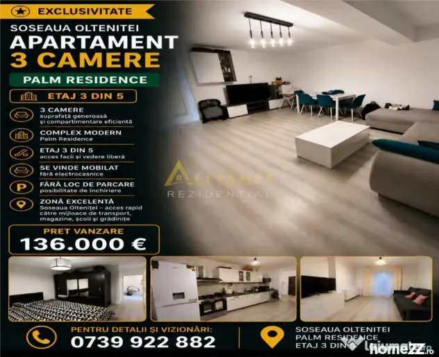 Palm Residence Soseaua Oltenitei Apartament 3 camere 2 bai m