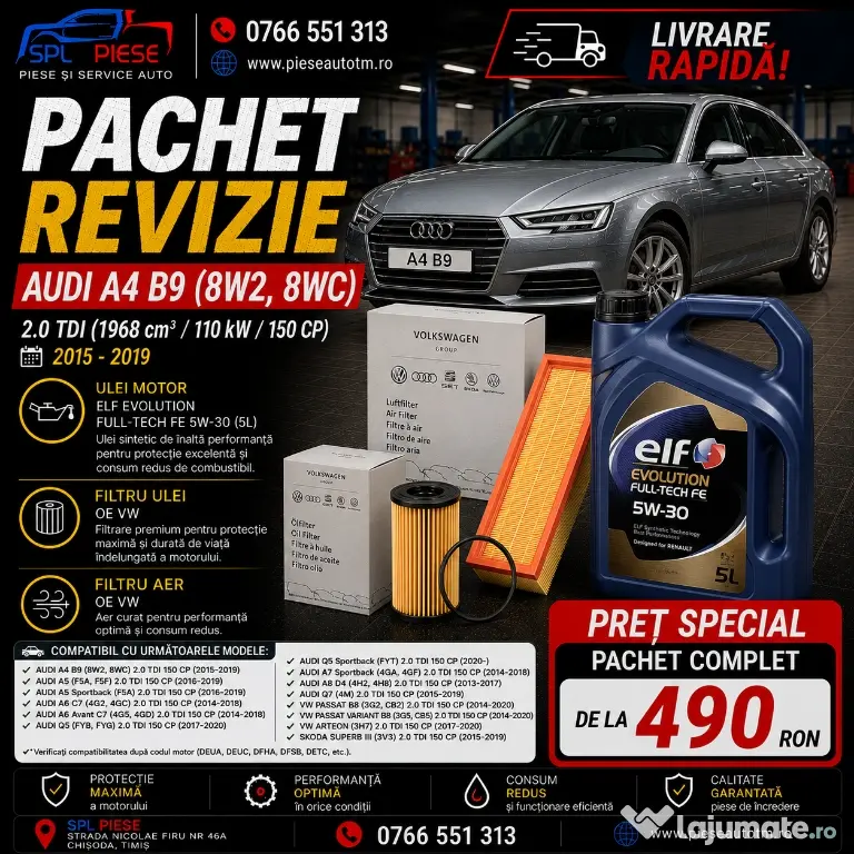 Pachet de revizie complet pentru Audi A4 B9 2.0 TDI!
