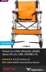 Scaun cu rotile ultrausor, pliabil 449 lei usor negociabil