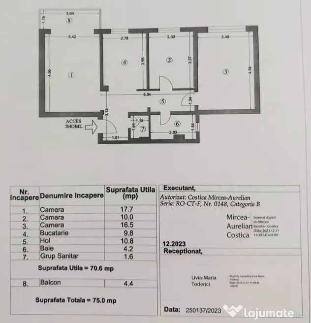 Apartament cu 3 camere decomandat - zona Dacia