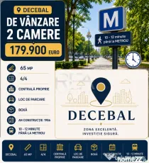 2 camere Decebal decomandat, centrală, parcare, an 1986, 65