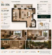 Apartament 2 camere ,55 mp| Standarde nZEB |Ansamblu nou | B 