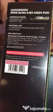 Cartuș Vaporesso Xros Mesh 0,8 Ohm 3 ml