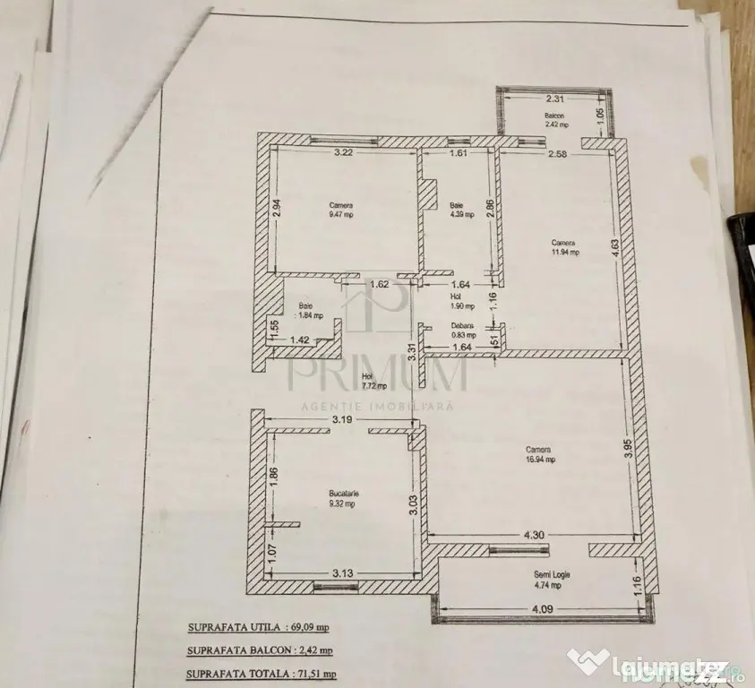 TELEGRAFULUI -3 CAM -BOXA -CENTRALA -2 BAI -2 BALCOANE -ETAJ