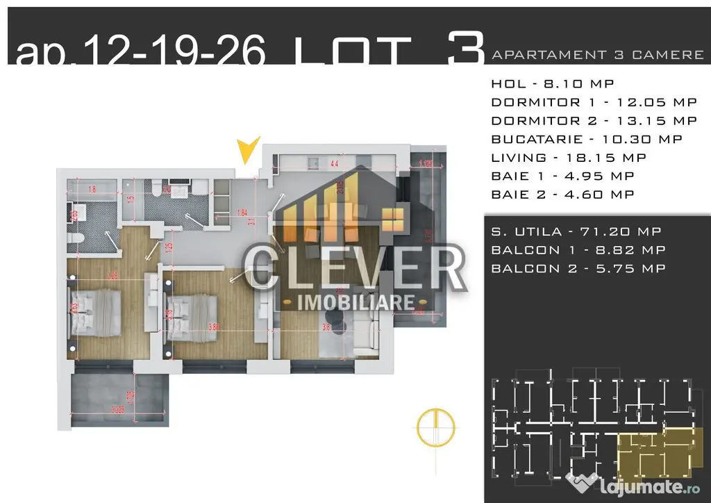 Apartament 3 cam Decomandat,-Promotie Parcare, Pallady ??...