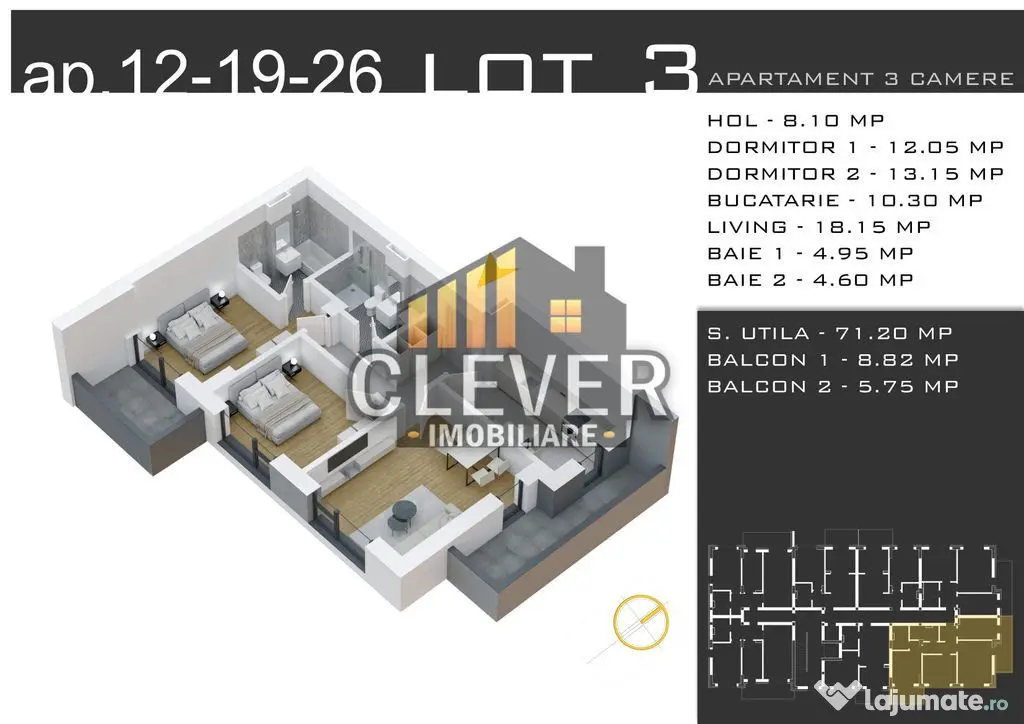 Apartament 3 cam Decomandat,-Promotie Parcare, Pallady ??...