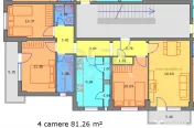 4 camere Teiul Doamnei decomandat, an 1987, 81 mp