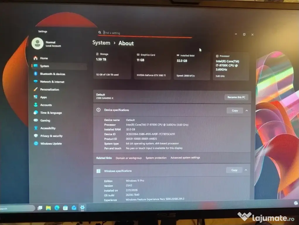 PC Gaming - GTX 1080Ti, I7 9700K, 32GB RAM DDR4 3600Mhz