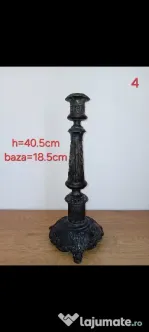 Vând Sfeșnic vechi din bronz, 40,5 cm,  piesă de epocă sec. XIX, început sec. XX