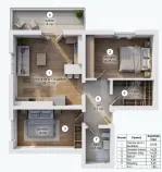 Apartament cu 3 camere, dressing și balcon, etajul 1