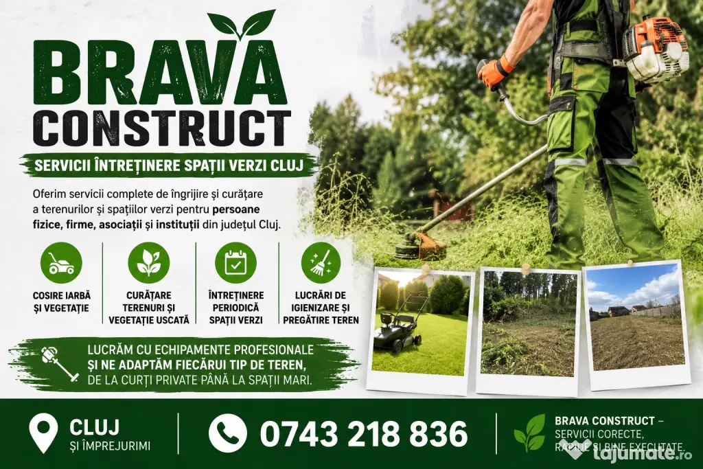 BRAVA CONSTRUCT – Întreținere spații verzi Cluj