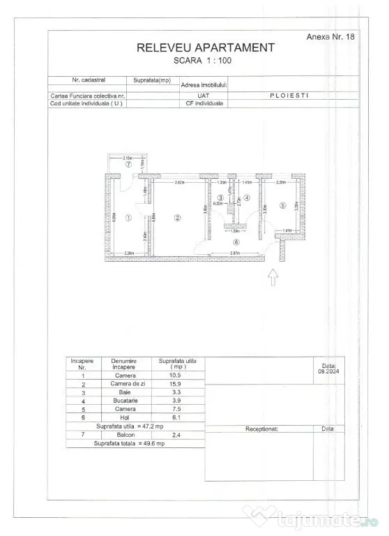 Apartament 3 camere de vânzare – Ploiești, zona Nord – Cartier Polux