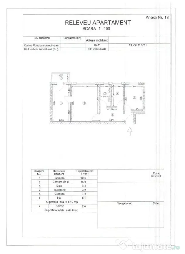 Apartament 3 camere de vânzare – Ploiești, zona Nord – Cartier Polux