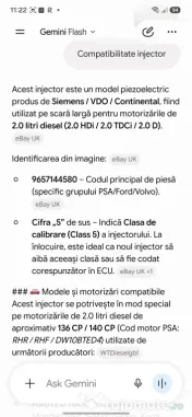 Set 2 Injectoare Siemens VDO 2.0 HDi / 2.0 TDCi / 2.0 D | Clasa 5 |