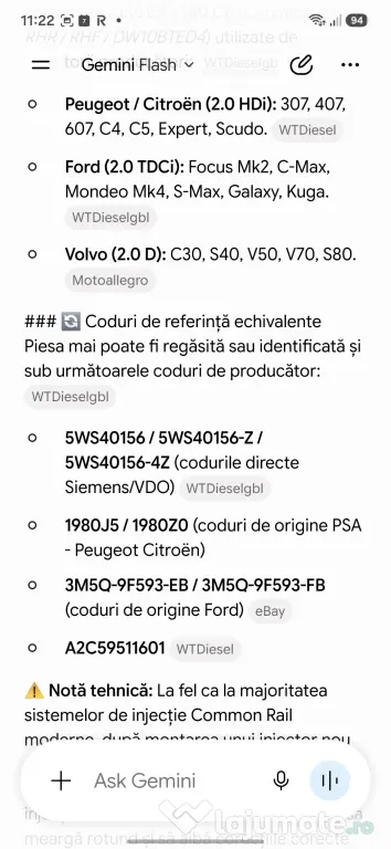 Set 2 Injectoare Siemens VDO 2.0 HDi / 2.0 TDCi / 2.0 D | Clasa 5 |