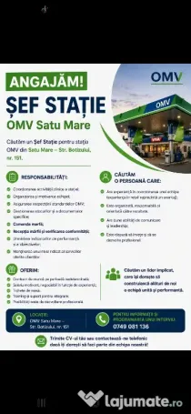 Angajăm Șef Stație  -  Omv Satu Mare