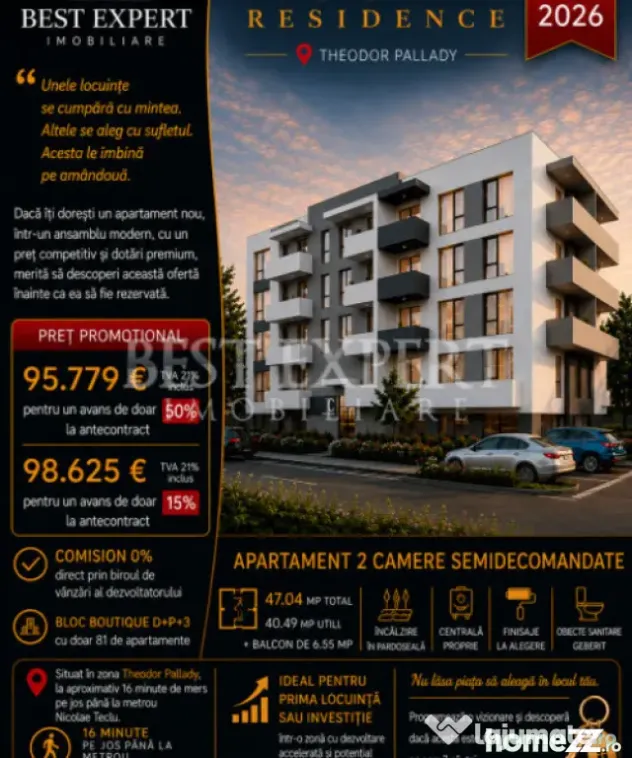 2 Camere cu Parcare acoperita | Incalzire Pardoseala