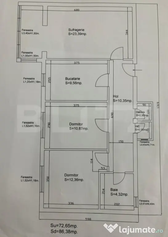 ☀️ Apartament 3 camere – spațios, luminos și cu pote