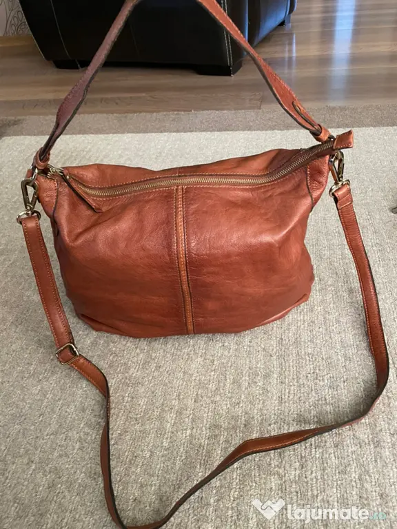 Geantă de umăr/crossbody din piele naturală – Maro