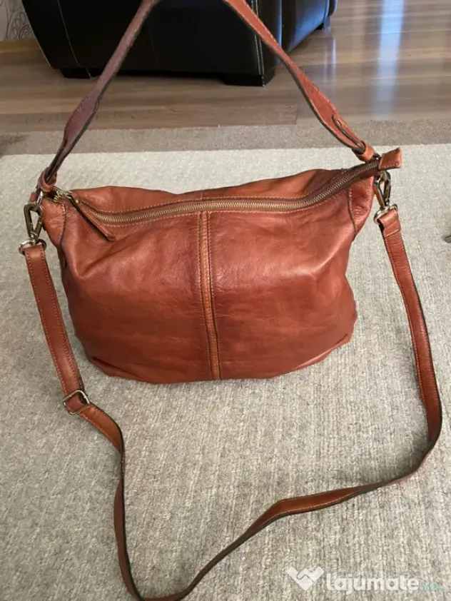 Geantă de umăr/crossbody din piele naturală – Maro