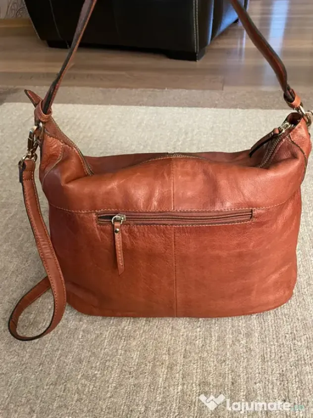 Geantă de umăr/crossbody din piele naturală – Maro