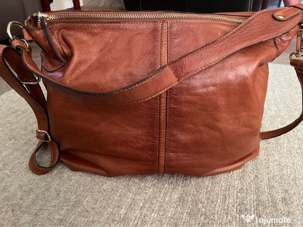 Geantă de umăr/crossbody din piele naturală – Maro