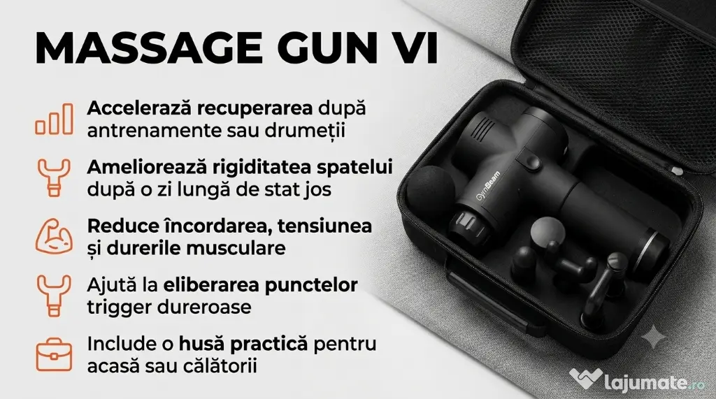 Pistol de masaj GymBeam VI Black - SIGILAT / NOU în cutie