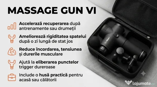 Pistol de masaj GymBeam VI Black - SIGILAT / NOU în cutie