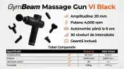 Pistol de masaj GymBeam VI Black - SIGILAT / NOU în cutie