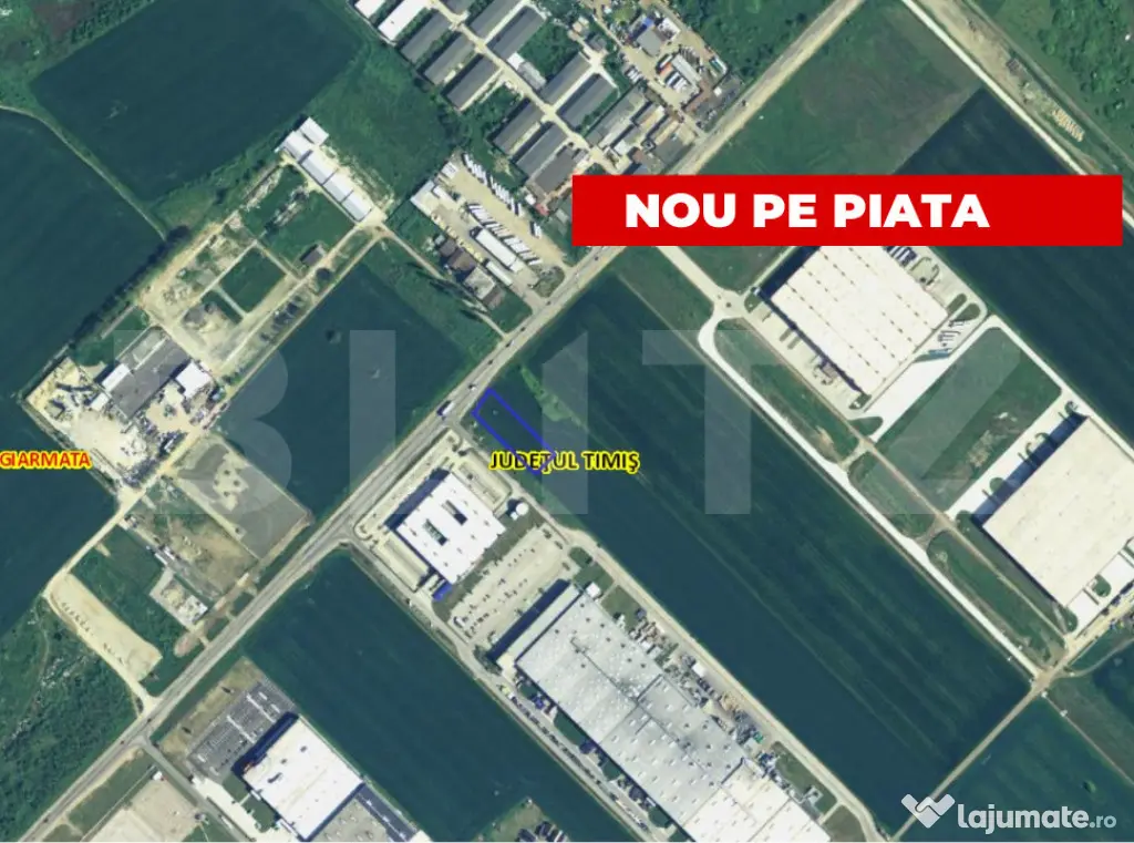 Teren extravilan, 2694 mp, front 29m, zona Industriala Giarm