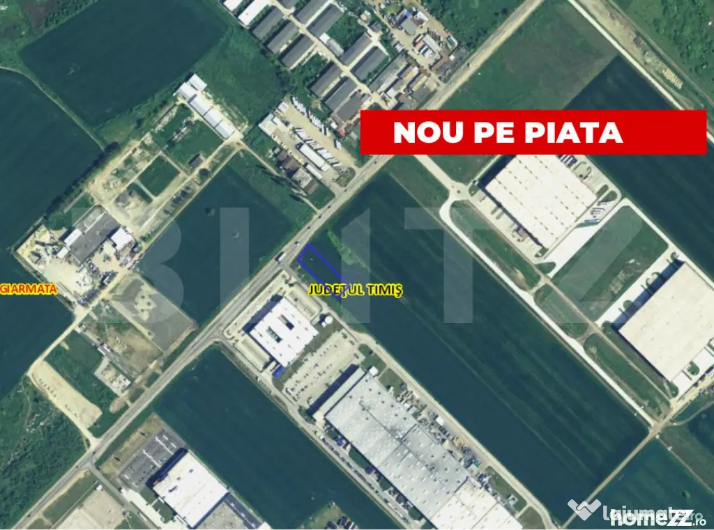 Teren extravilan, 2694 mp, front 29m, zona Industriala Giarm - Giarmata Vii (Timis)