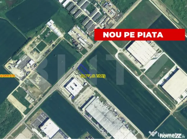 Teren extravilan, 2694 mp, front 29m, zona Industriala Giarm - Giarmata Vii (Timis)