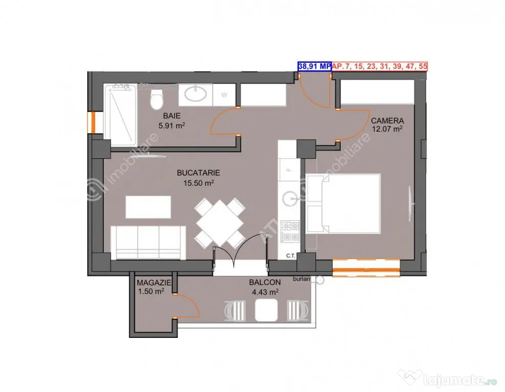 Apartament cu 2 camere etaj 1 parcare subterana in Selimbar - Sibiu (Sibiu)