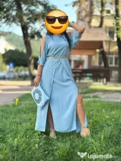 Rochie bleu pastel lunga de vară, nouă